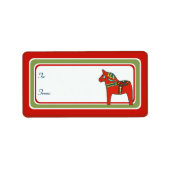 Scandinavisch Dala Paard Gift Label (Voorkant)