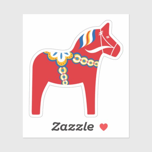 Scandinavisch dala paard sticker (Vel)