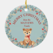 Scandinavisch deer en Beer Wreater Kerstmis Keramisch Ornament (Achterkant)