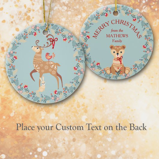 Scandinavisch deer en Beer Wreater Kerstmis Keramisch Ornament