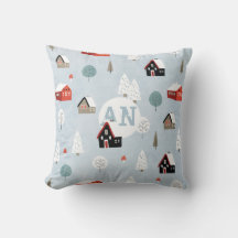 Scandinavisch dorp in folk art stijl met monogram 