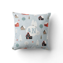 Scandinavisch dorp in folk art stijl met monogram 