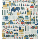 Scandinavisch dorp: pastel gezellig patroon. douchegordijn (Voorkant)