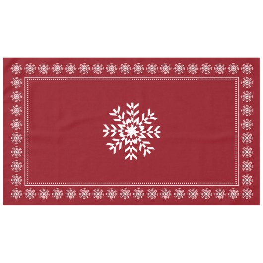 Scandinavisch Elegance Red en White Snowflake Tafelkleed (Voorkant (Horizontaal))
