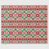 Scandinavisch Fair Isle Kersteditie 2 Cadeaupapier (Vlak)