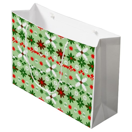 Scandinavisch Fair Isle Kerstfeest Groot Cadeauzakje (Voorkant Gekanteld)