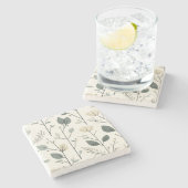 Scandinavisch Floral Elegance Stone Onderzetter (Zijkant)