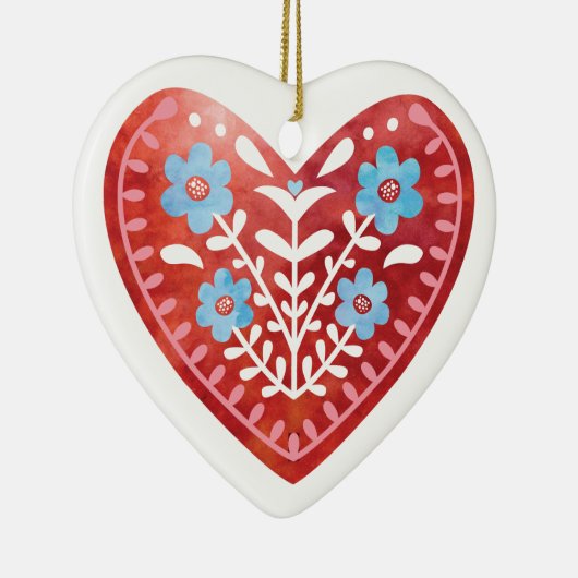 Scandinavisch Folk Art Ceramic Ornament (Rechts)