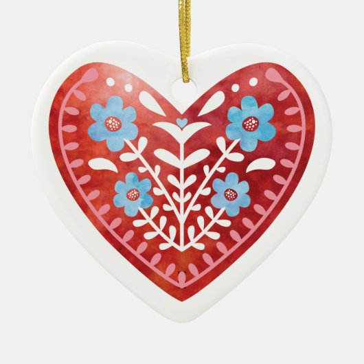 Scandinavisch Folk Art Ceramic Ornament (Voorkant)