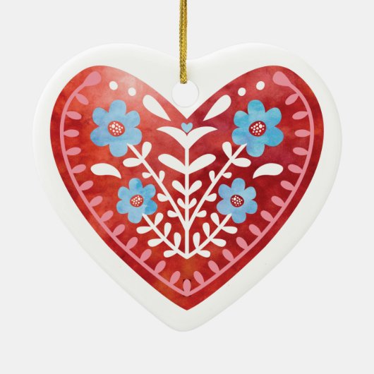 Scandinavisch Folk Art Ceramic Ornament (Achterkant)