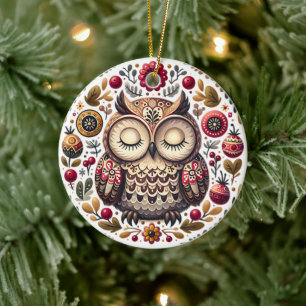 Scandinavisch Folk Art Owl Ornament