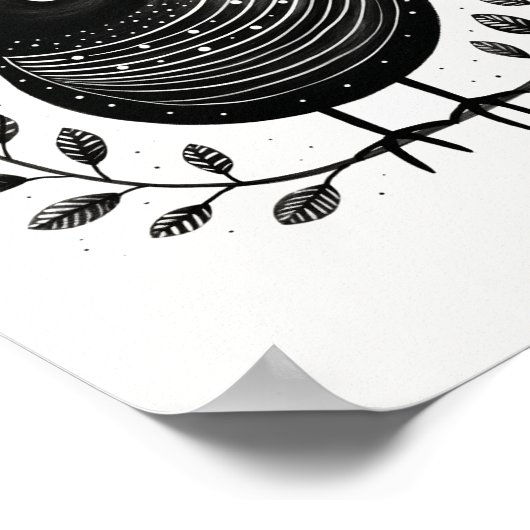 Scandinavisch Folk Bird Art Poster (Hoek)