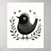 Scandinavisch Folk Bird Art Poster (Voorkant)