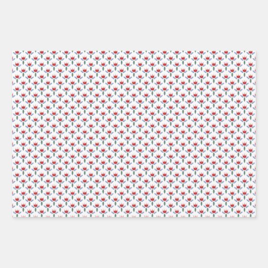Scandinavisch Folk Hand Drawn Red Kerstmis Pattern Inpakpapier Vel (Voorkant 3)