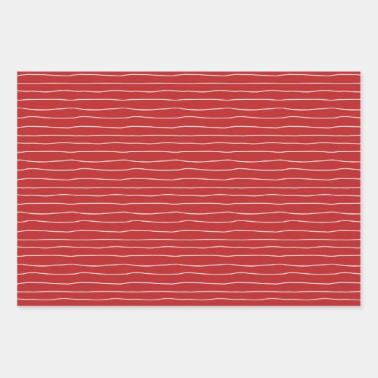 Scandinavisch Folk Hand Drawn Red Kerstmis Pattern Inpakpapier Vel (Voorkant 2)