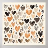 Scandinavisch Folk Heart Pattern Poster (Voorkant)