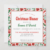 Scandinavisch Folkart Pattern met Birds Kerstmis Kaart (Voorkant)