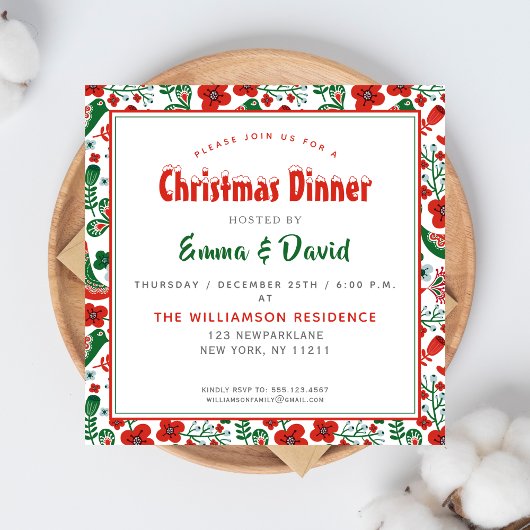 Scandinavisch Folkart Pattern met Birds Kerstmis Kaart