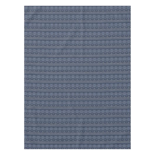 Scandinavisch gebreid wit en blauw ornament tafelkleed (Voorkant)