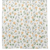 Scandinavisch Geel Bloemmotief Douchegordijn (Voorkant)