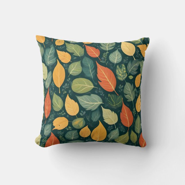 Scandinavisch geïnspireerd bladpatroon Sierkussen (Voorkant)
