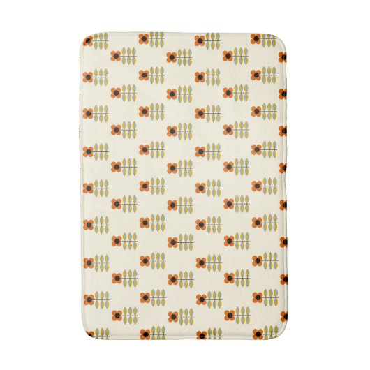 Scandinavisch geïnspireerd Oranje Floral Pattern Badmat (Voorkant Verticaal)
