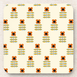 Scandinavisch geïnspireerd Oranje Floral Pattern Bier Onderzetter
