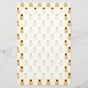 Scandinavisch geïnspireerd Oranje Floral Pattern Briefpapier