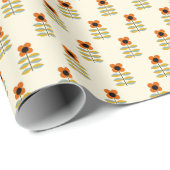 Scandinavisch geïnspireerd Oranje Floral Pattern Cadeaupapier (Rol Hoek)