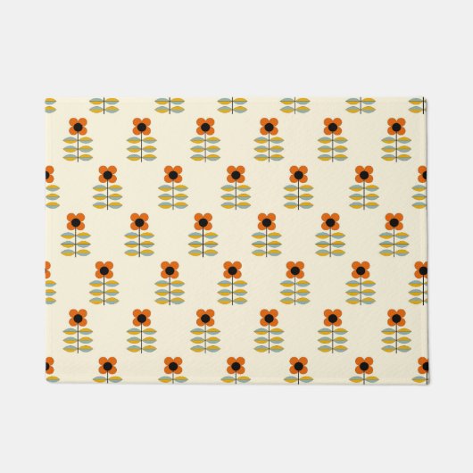 Scandinavisch geïnspireerd Oranje Floral Pattern Deurmat (Voorkant)
