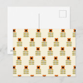 Scandinavisch geïnspireerd Oranje Floral Pattern Feestdagenkaart (Voorkant / Achterkant)
