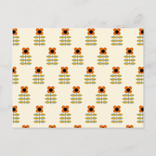 Scandinavisch geïnspireerd Oranje Floral Pattern Feestdagenkaart (Voorkant)
