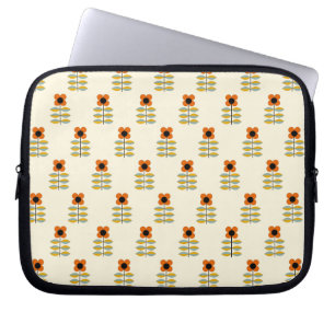 Scandinavisch geïnspireerd Oranje Floral Pattern Laptop Sleeve