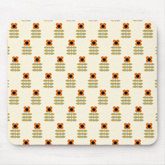 Scandinavisch geïnspireerd Oranje Floral Pattern Muismat (Voorkant)