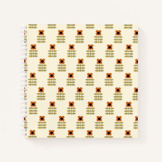 Scandinavisch geïnspireerd Oranje Floral Pattern Notitieboek (Voorkant)