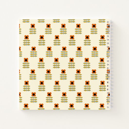 Scandinavisch geïnspireerd Oranje Floral Pattern Notitieboek (Achterkant)