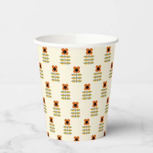Scandinavisch geïnspireerd Oranje Floral Pattern Papieren Bekers (Links)