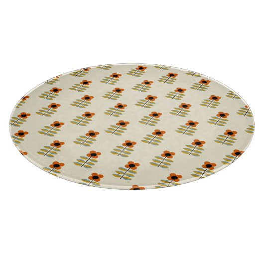 Scandinavisch geïnspireerd Oranje Floral Pattern Snijplank (Hoek)