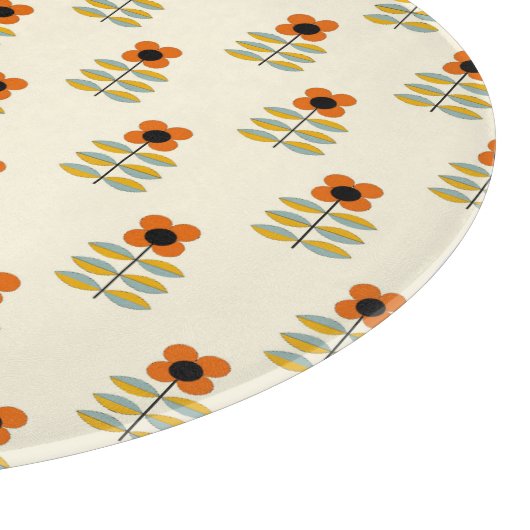 Scandinavisch geïnspireerd Oranje Floral Pattern Snijplank (Hoek)