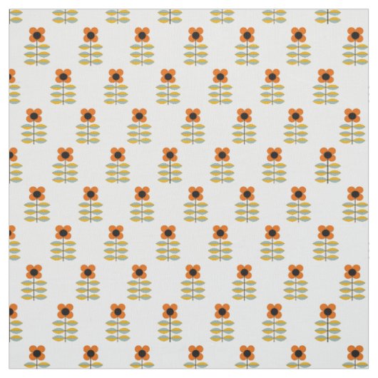 Scandinavisch geïnspireerd Oranje Floral Pattern Stof (Swatch)