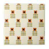 Scandinavisch geïnspireerd Oranje Floral Pattern Tegeltje (Voorkant)
