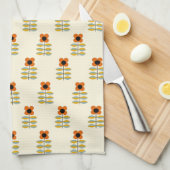 Scandinavisch geïnspireerd Oranje Floral Pattern Theedoek (Quarter Fold)