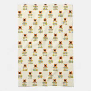 Scandinavisch geïnspireerd Oranje Floral Pattern Theedoek