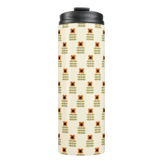 Scandinavisch geïnspireerd Oranje Floral Pattern Thermosbeker (Voorkant)