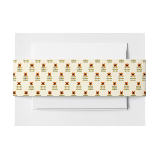 Scandinavisch geïnspireerd Oranje Floral Pattern Uitnodigingen Wikkel (Voorkant Voorbeeld)