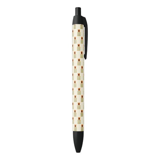 Scandinavisch geïnspireerd Oranje Floral Pattern Zwarte Inkt Pen (Achterkant (Verticaal))