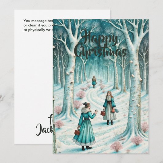 Scandinavisch geïnspireerd Winter Wonderland. bewe Kaart (Voorkant / Achterkant)