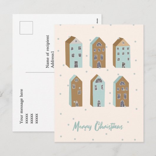 Scandinavisch geïnspireerd Xmas briefkaart. bewerk Feestdagenkaart (Voorkant / Achterkant)