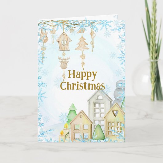 Scandinavisch geïnspireerde kerstkaart. Hygge Bewe Feestdagen Kaart (Voorkant)