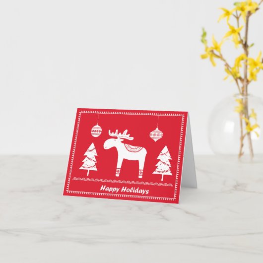 Scandinavisch geïnspireerde vakantiepas. bewerkbaa kaart (Gele Bloem)